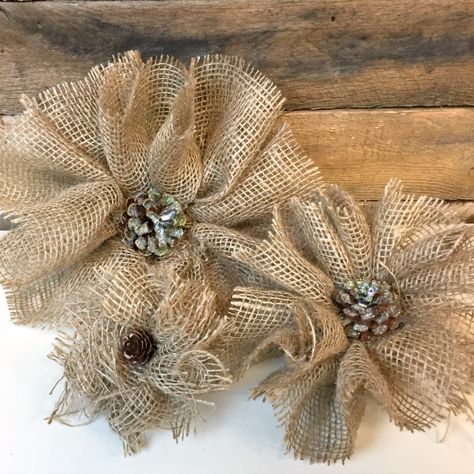 How To Make A Burlap Flower, Hessian Flowers Diy How To Make, Uses For Burlap Fabric, Shabby Flowers Diy How To Make, Burlap Poinsettia Diy, Rag Wreaths Ideas Shabby Chic, How To Make Burlap Flowers, Burlap Flowers Diy Easy, Diy Fabric Flowers Tutorial