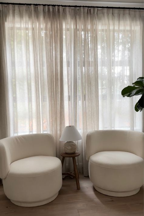 Linen Sheer Curtains Living Room, Airy Curtains Living Room, White Black Out Curtains Bedroom, Sheer Curtains Living Room Modern, Light Filtering Curtains, Curtains Aesthetic, Beige Curtains Bedroom, Beige Sheer Curtains Living Room, Sheer Curtains Living Room