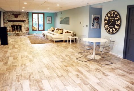 Tile Basement Floor, Basement Diy, Concrete Basement Floors, Best Flooring For Basement, Heated Tile Floor, Basement Flooring Options, Basement Workshop, Basement Carpet, Diy Basement