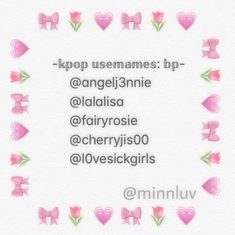 Pink Username Ideas, Rosé Username Ideas, Kpop Instagram Username Ideas, Zepeto Username Ideas, Twice Username Ideas Kpop, Zepeto Name Ideas, Aesthetic Kpop Usernames Ideas, Cute Kpop Username, Lisa Username Ideas