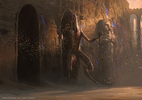 ArtStation - The Locust God - Magic the Gathering, Greg Rutkowski Fantasy Egypt, Greg Rutkowski, Supernatural Creatures, Monsters Art, Mtg Art, Fiction Idea, Giant Monsters, Art Science, Terraria