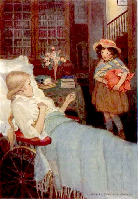 Jessie Willcox Smith -Heidi and Clara Jessie Willcox Smith, Johanna Spyri, Art Ancien, Illustration Vintage, Kid Character, Picture Collection, Childrens Illustrations, Children's Book Illustration, Vintage Graphics