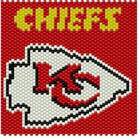 Chiefs Lighter Cover Pattern | Craftsy Bead Lighter, Lighter Ideas, Banner Patterns, Beaded Lighter, Sports Earrings, Lighter Cover, Beaded Patterns, Beaded Items, Pen Wraps