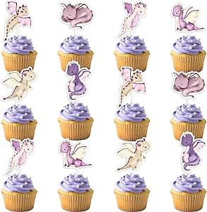 Dragon Party Decor, Dragon Cupcakes, Magical Dragon, Dragon Birthday Parties, Dragon Cake, Party Food Themes, Edible Cupcake Toppers, Dragon Birthday, Purple Dragon