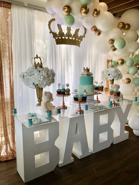 Little Prince Baby Shower Inspiration Little Prince Baby Shower Theme, Prince Themed Baby Shower Ideas, Little Prince Baby Shower Ideas, Royal Prince Baby Shower Theme, Royalty Baby Shower Theme, Pregnancy Manifestation, Royal Baby Shower Theme, Royal Baby Shower Boy, Royalty Baby Shower