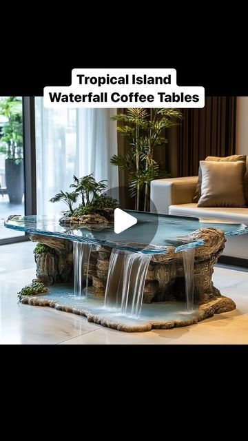 Interior Waterfall, Kitchen Cabinets Design Layout, Indoor Waterfall Fountain, Indoor Waterfall, Home Design Diy, Waterfall Fountain, Resin Furniture, Modern House Exterior Colors, Home Design Decor