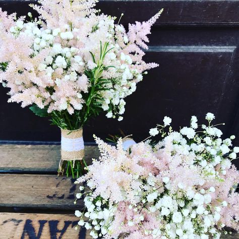 Astilbe Bouquet, Flowers Bridesmaids, Pale Pink Flowers, Bridesmaids Bouquets, Wedding Flowers Summer, Fresh Rosemary, Bridesmaid Flowers, Bridal Bouquets, Bridesmaid Bouquet