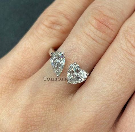 Double Stone Engagement Ring, Double Diamond Ring, Fairytale Engagement Rings, Teen Ring, Band Diamond Ring, Heart Shaped Diamond Ring, Heart Shaped Ring, Original Engagement Rings, Pear Diamond Rings