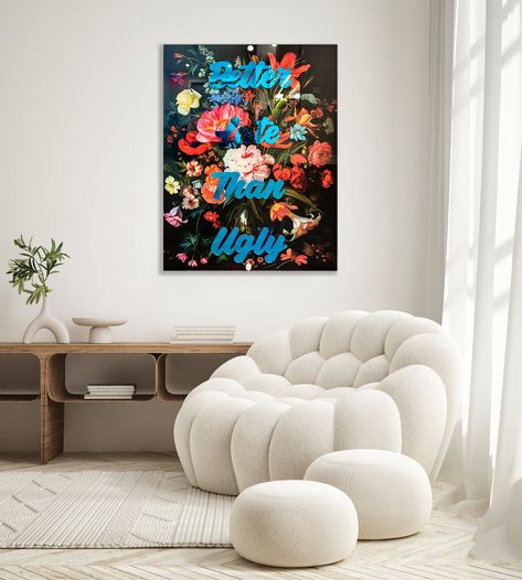 Sculpture Pop Art, Wall Decor Mid Century Modern, Mirrored Acrylic, Wall Art Trendy, Maximalist Decor, Accent Wall Decor, Quote Wall Art, Mid Century Modern Decor, Floral Wall Decor