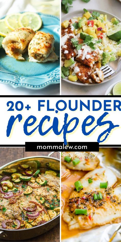 flounder recipe collage Flounder Meal Prep, Flounder Dinner Recipes, Flounder Fish Recipes Skillet, Stuffed Flounder Fish Recipes, Low Carb Flounder Recipes, Fluke Recipes Fish, Flounder Recipes Pan Seared, Flounder And Shrimp Recipes, Sauteed Flounder Recipe