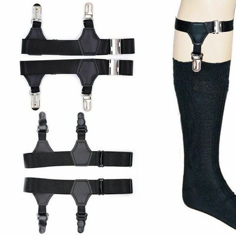 Very good but you need to take a size larger. Ciel Cosplay, Black School Shoes, Vintage Garter, Sock Suspenders, Manga Clothes, Men's Formal Style, Victorian Costume, Men Socks, Mens Casual Dress Outfits