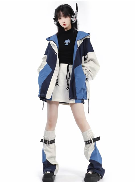 ❤︎Blue Jacket Polar Fleece Mechanical Future Design Casual Suit❤︎

⚠Please allow 2 weeks for️products to be shipped Mlm Pride Outfit, Futuristic Blue Outfit, Baggy Jacket Reference, Modern Japanese Clothing Female, Futuristic Steampunk Fashion, Techwear Jacket Women, Cool Jackets Aesthetic, Tennis Jacket Outfit, Hopepunk Fashion