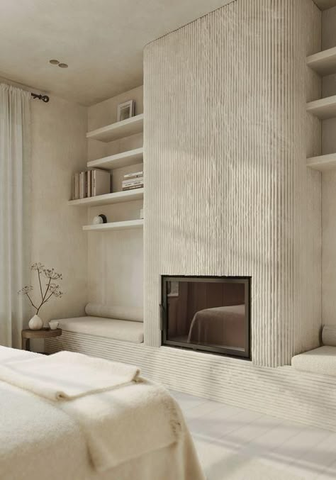 Bedroom Fireplace, Home Fireplace, Fireplace Design, Fireplace Surrounds, Living Room Inspo, Lounge Room, Autodesk 3ds Max, Living Design, 3ds Max