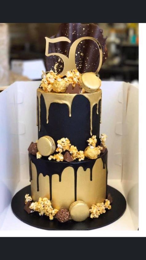 Cake Ideas Black And Gold, 5oth Birthday Party Ideas For Women, 50th Birthday Cake For Men Turning 50, 50th Birthday Party Ideas For Men Cake, 50 Th Birthday Cake For Men, 50th Birthday Cakes For Women Elegant, Black And Gold Cake Ideas For Men, 80th Birthday Cake For Men, Black And Gold Birthday Cake