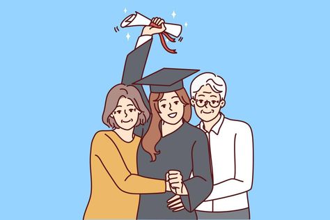 Meeting The Parents, Proud Parents Cartoon, Father And Daughter Animation, Graduation Mom And Daughter, Father Mother Two Daughters Drawing, Mom Hugging Daughter Drawing, Cityscape Photos, Logo Banners, Girls Illustration