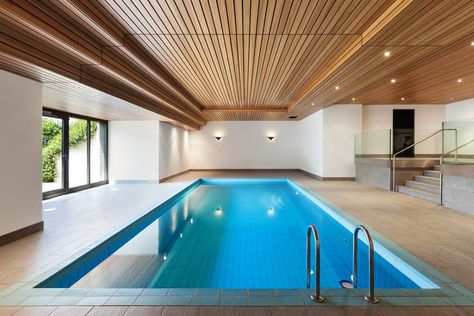 Swimming Pool Ladders, Indoor Swimming Pool Design, Pool Cost, Indoor Pool Design, Piscina Interior, Indoor Pools, Pool Ladder, Luxury Swimming Pools, Indoor Swimming Pool