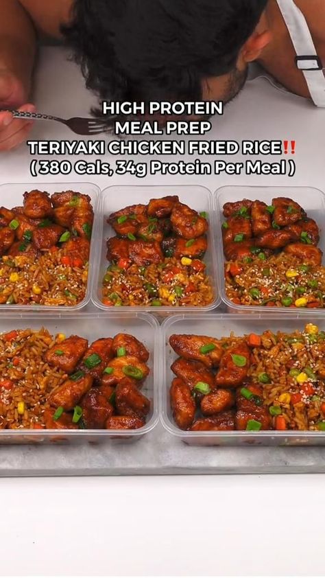 Teriyaki Chicken Fried Rice, Zack Chug, Health Meal Prep, High Protein Meal Prep, Healthy High Protein Meals, Healthy Lunch Meal Prep, Diner Recept, Dinner Meal Prep, Easy Healthy Meal Prep