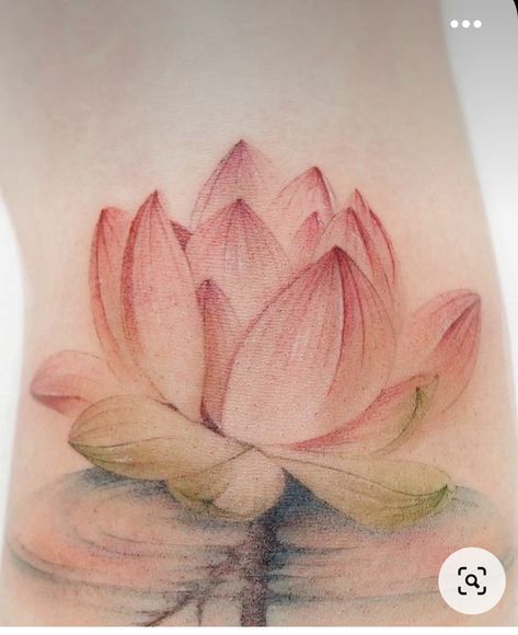 Tattoo Of Water, Flower Floating In Water, Lotus Flower Tattoo Ideas, Watercolor Lotus Tattoo, Water Lily Tattoos, Flower Shoulder Tattoo, Beautiful Lotus Flower, Flower Tattoo Ideas, Lotus Tattoo Design