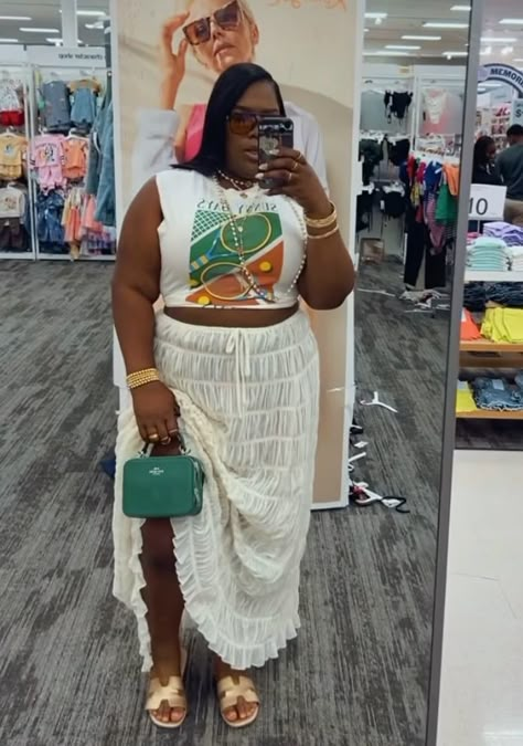 Birthday Outfit Maxi Dress, Long Skirt Brunch Outfits, Plus Size Baddie Outfits Summer Shein, Big Belly Fashion Hide Plus Size, Boho Style Plus Size Outfits, Jamaica Plus Size Outfits, Hawaii Outfits Ideas Plus Size, Plus Size All Inclusive Vacation Outfits, Plus Size Baddie Outfits Summer Vacation