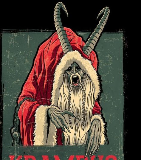 Krampus Door Decoration, Krampus Tattoo, How To Draw Krampus, Krampus Art, Krampus Background, Krampus Illustration, Krampus Painting, Krampus Embroidery, Black Christmas Decorations