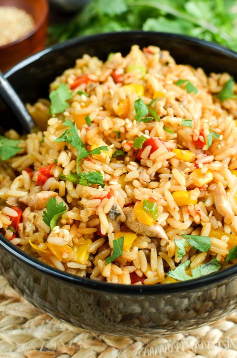 Savoury Rice, Slimmers World Recipes, Vegetable Bake, Savory Rice, Rice Side Dishes, Bake Recipes, Long Grain Rice, Syn Free, Diced Chicken