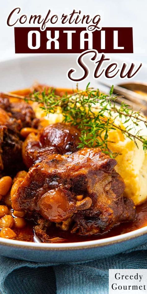 Oxtail stew is the perfect comfort food, especially during winter. This is made even better when braised with beans and red wine. When oxtails are cooked for at least 3 hours, incredible and divine flavors are released. Indulge in this delightful and incredibly luxurious recipe with your family. #oxtailstewwithbeansandredwine #oxtailstewbraised #oxtailstew #oxtailwithbeans #oxtailwithredwine #oxtail #oxtailrecipe #homecookedrecipes #winterrecipe Red Wine Braised Oxtail Recipes, Ox Tail Stew Recipe, Oxtails And Gravy Recipe, Oxtail Recipes Crockpot, Stew With Beans, Oxtail Recipes Easy, Oxtails Recipe, Cooking Oxtails, Ox Tails