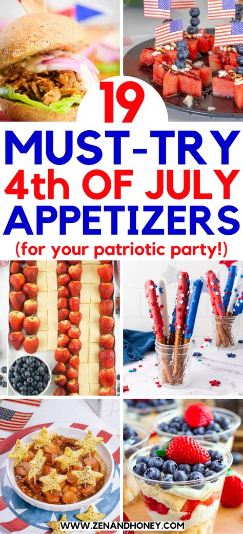 Patriotic Appetizers – These are the best fun 4th of July appetizer ideas to serve for a large crowd. These easy patriotic appetizers make crowd-pleasing party snacks at your Fourth of July celebration will make the sparks fly! Fourth of July appetizers, red white and blue appetizers, patriotic snacks, patriotic appetizers, red white and blue snacks, fourth of july snacks, Memorial Day appetizers, Memorial Day snacks. Blue Appetizers, Fourth Of July Snacks, 4th Of July Appetizer Ideas, Patriotic Appetizers, July 4th Appetizers, 4th Of July Appetizers, Patriotic Snacks, July Appetizers, Blue Snacks