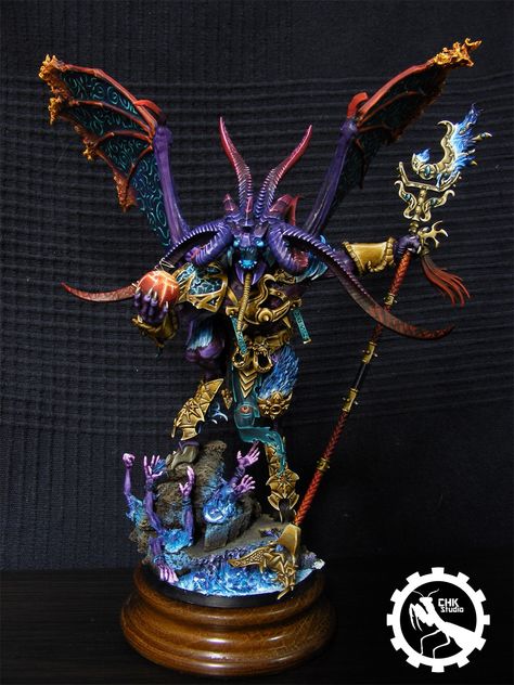 40k Tzeentch, Warhammer Tzeentch, Deamon Prince, Lord Of Change, Chaos Sorcerer, Warhammer Armies, Chaos Daemons, Dnd Minis, Miniature Gaming