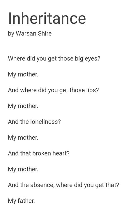 Warsan Shire Inheritance Warsan Shire Poems, Poignant Quotes, Mind Aesthetic, Edgy Quotes, Warsan Shire, About Mother, Mother Poems, Chosen Family, Words Worth