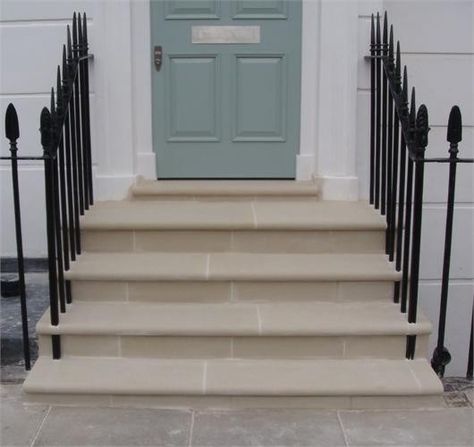 Hillside Driveway, Bullnose Steps, Porch Covers, Large Staircase, Front Garden Entrance, Door Stairs, Paver Steps, Front Door Steps, York Stone