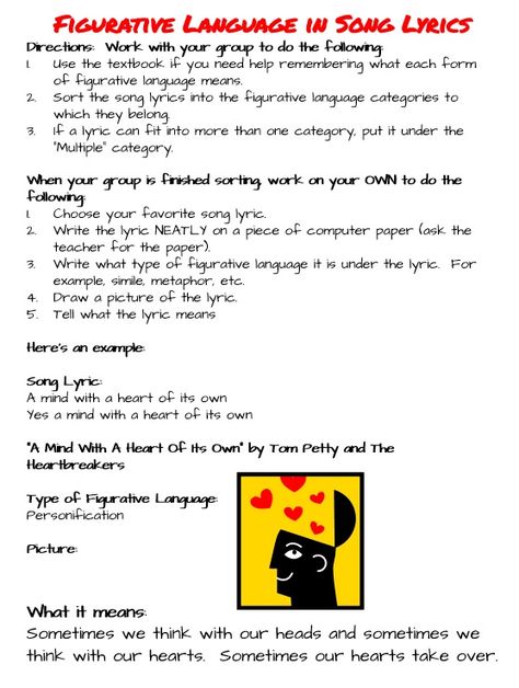 Beg, Borrow, and Teach!: Figurative Language with Song Lyrics Mentor Text For Figurative Language, Figurative Language In Songs, Literal And Figurative Language, Figurative Language Anchor Chart, Teaching Figurative Language, Writing Lyrics, Tips For Teachers, Middle School Reading, Figurative Language