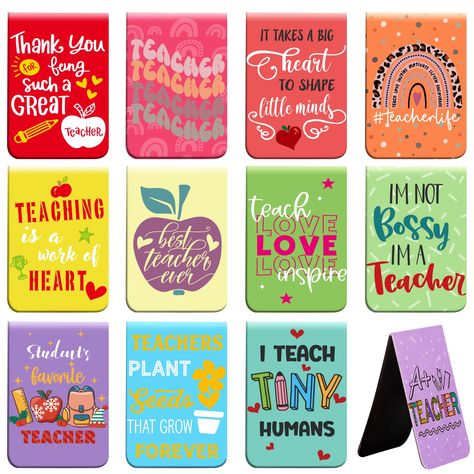 PRICES MAY VARY. Bookmarks For Women Teacher - You will receive 36 magnetic bookmarks in attractive colors, with 12 different patterns and 3 pieces for each motif. A sufficient amount and a variety of patterns may suit your daily usage and replacement needs and are available to share with your friends, coworkers, and family. Appropriate Size - The folding size of each cute teacher bookmark is about 5.5 x 3.5cm/2.16 x 1.37 inches, which is the ideal size for you to use, enabling you to quickly id Magnet Bookmark, Teacher Bookmark, Reading Accessories, Bookmark Template, Attractive Colors, Reading Teacher, Teacher Supplies, Magnetic Bookmarks, Book Markers