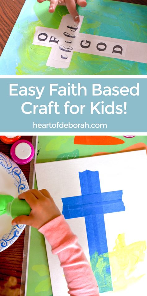 The perfect preschooler craft for this Easter! Kids will love to finger paint and make their own cross canvas art. Faith based art for kids! #faithbased #kidscraft Easter Art For Kids, Art Projects For Toddlers, Cross Canvas Art, Finger Painting For Toddlers, Projects For Toddlers, Faith Based Art, Faith Crafts, Easter Preschool, Toddler Art Projects