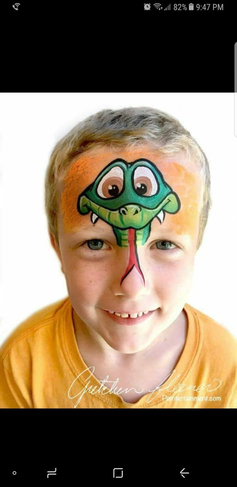 Snake face paint Snake Face Paint Easy, Crocodile Face Paint, Frog Face Paint, Face Painting Snake, Cobra Face Paint, Snake Face Painting, Snake Body Painting, Jungle Animal Face Paint, Face Painting Jungle Animals Easy