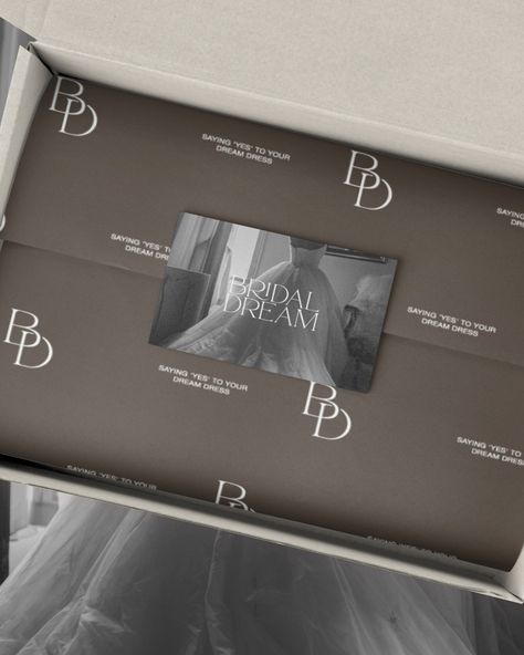 Romantic and delicate visual identity design for Bridal Dream, a dress boutique with sophisticated designs for the most special day. 🤍 At Designs by Gabi, we create bespoke, delightful, memorable visual identity designs that truly represent your business values and connect with high-end customers. If you're ready to LEVEL UP inquiry from the link in bio! Let's create a brand identity you'll be proud of! . . . #weddingdress #wedding #weddingdress #weddingphotography #bridal #bridaldress #b... Wedding Brand Identity, Bridal Branding, Artistic Branding, Spa Dress, Business Values, Bridal Logo, Wedding Dress Brands, Bridal Boxes, Creative Jewelry Photography