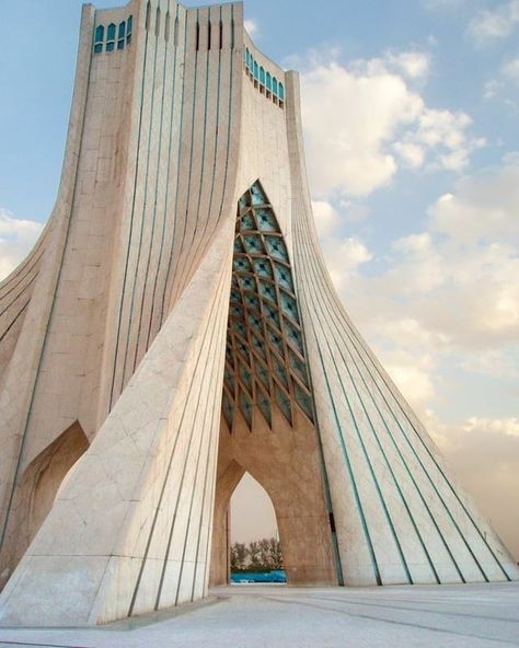 Instagram post by LovePeaceHarmony🌸 • Aug 20, 2020 at 1:05pm UTC Azadi Tower Tehran, Persian Elements, Azadi Tower, Iranian Architecture, Ice Palace, Persian Architecture, Parametric Architecture, Tehran Iran, Green Architecture