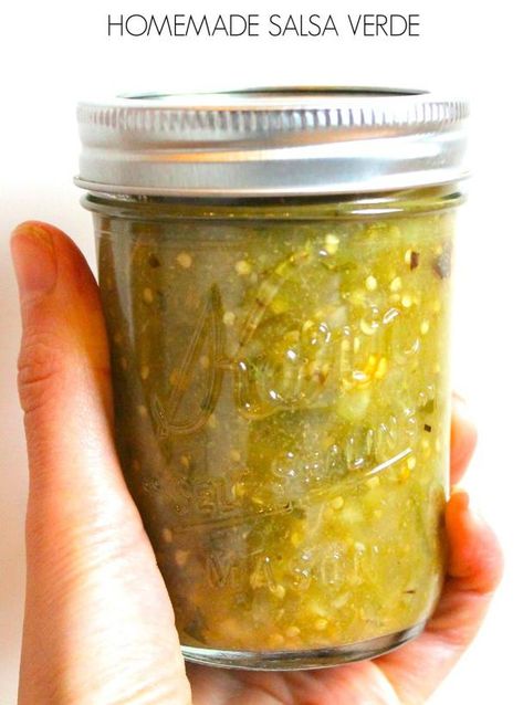 Tomatillo Salsa Verde canning recipe Salsa Verde Canning Recipe, Tomatillo Recipes, Tomatillo Salsa Recipe, Homemade Salsa Verde, Canning Salsa, Tomatillo Salsa, Green Salsa, Homemade Salsa, Home Canning