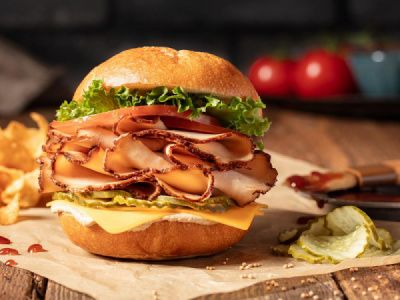 Boar's Head® Sweet B’s™ Honey Barbeque Glazed Chicken & Pickled Sandwich with Vermont Cheddar Recipe | Boar's Head Boars Head Sandwich Recipes, Sweet Bbq Chicken, Deli Meat Recipes, Grilled Snacks, Glazed Chicken Breast, Chicken Pickle, Cheddar Recipes, Sandwhich Recipes, Bbq Chicken Sandwich