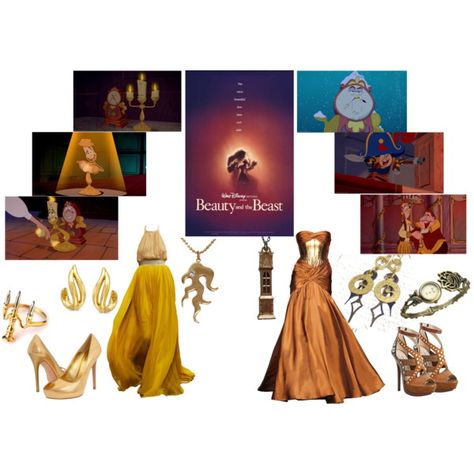 "Lumiere and Cogsworth" by erulisse17 on Polyvore, love it, both Lumiere And Cogsworth, Beauty And The Beast Lumiere, Disney Character Inspired Outfits, Princess Pirate, All Disney Princesses, Character Inspired Outfits, I Love Disney, Grandfather Clock, Disney Fashion