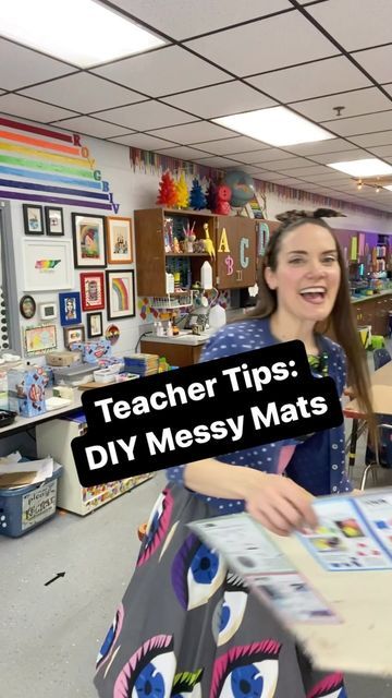 Messy Mats For Art, Art Classroom Tables, Art Classroom Hacks, Art Class Organization, Art Elementary, Cassie Stephens, Classroom Hacks, Classroom Tables, Art Classroom Decor