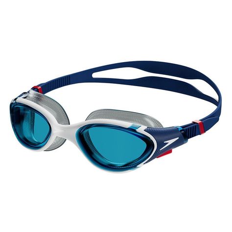 Speedo Futura Biofuse 2.0 Swimming Goggles - Ammonite Blue/White/Red/Blue Peripheral Vision, New Groove, Swimming Goggles, Crystal Clear Water, Hobart, Canberra, Sunshine Coast, Gold Coast, Sport Shorts