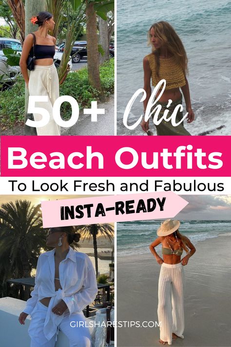 Are you looking for chic beach outfits to show off on your upcoming beach vacation? Whether you’re planning a trip to Hawaii, Cancun, or some other Mexican destination, this article will provide tips and advice for finding the perfect beach outfit. Get ready to strut your stuff in style with chic and Insta-Ready beach outfits that will make all of your friends envious! | beach vacation outfits | Hawaii outfits | Cancun outfits | Mexico vacation outfits | summer vacation outfits | Miami outfits Beach Date Outfits Women, Outfit For Tropical Vacation, Less Revealing Beach Outfits, Casual Vacation Outfits Summer Beach, Outfits For Honeymoon Beach Vacations, Resorts Outfits Vacation, Casual Chic Beach Outfit, Women Vacation Outfits Beach, Florida Trip Outfits Summer