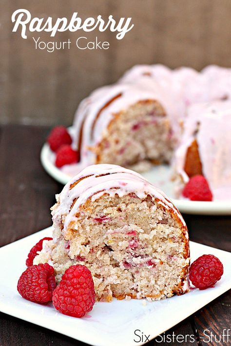 Raspberry Yogurt Bundt Cake from SixSistersStuff.com - this is the softest cake and the fresh raspberries take it over the top! Yogurt Bundt Cake, Pies Recipes, Raspberry Yogurt, Raspberry Recipes, Spring Desserts, Yogurt Cake, Bundt Cakes Recipes, Bundt Cakes, Eat Dessert