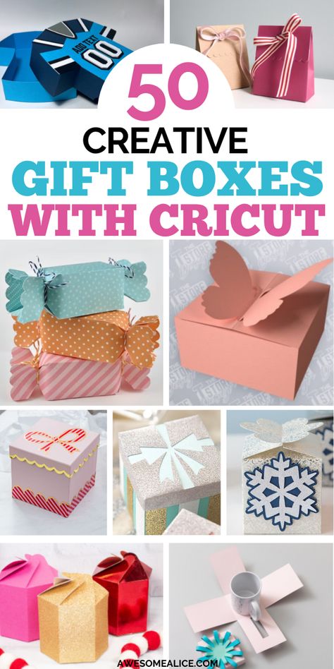 Discover endless crafting possibilities with our collection of 50 free DIY Gift Box Templates designed specifically for your Cricut machine. Access SVG files for Cricut and step-by-step instructions to create personalized gift boxes perfect for small gifts and treats. Whether you're a beginner or a seasoned crafter, learn how to make stunning packaging with our templates and get inspired with creative ideas!" #DIYGiftBox #CricutCrafts #FreeTemplates #SVGFiles #GiftIdeas #HowTo Diy Box Cricut, Cricut Box Projects, Cricut Display Ideas, Free Explosion Box Svg, Small Christmas Gift Box Ideas, Card Stock Crafts Cricut, Cricut Box Templates Free Svg, Easy Cardstock Cricut Projects, Cricut Projects Gifts Cute Ideas