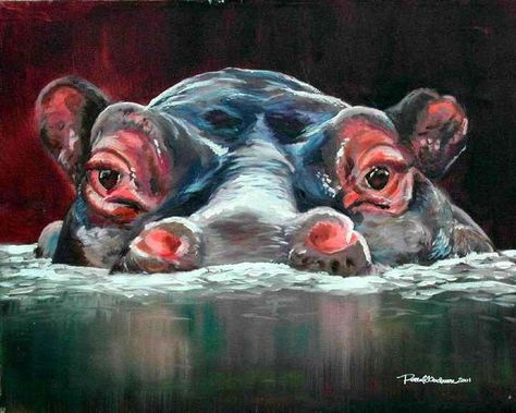 tigeress66 on deviantART | Sneaky Hippo Hippo Art, Diversity Art, Diamond Dots, Totem Animal, Cute Hippo, Pen Drawings, Diamond Art Painting, Art Room Decor, Wildlife Paintings