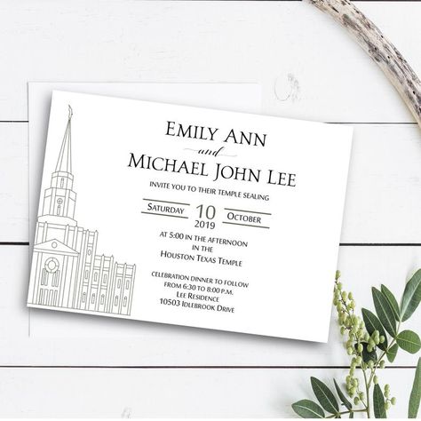 LDS Temple Sealing LDS Wedding Invitation LDS Announcement | Etsy Lds Temple Sealing Invitation, Temple Sealing Invitation, Lds Sealing Invitation, Lds Wedding Reception, Temple Silhouette, Lds Wedding Invitations, Lds Weddings Reception, Temple Sealing, Wedding Announcements Invitations