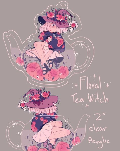 My last acrylic charm design!!! I love this one so much! She's a fruity floral tea witch who can withstand any hot temperatures! ✨ #illustration #pastel #peonies #witchcraft #witch #tea #teapot Witchy Drawing Ideas, Tea Witch, Witch Art, Floral Tea, Art And Illustration, 그림 그리기, Pretty Art, Drawing Inspiration, Cool Drawings