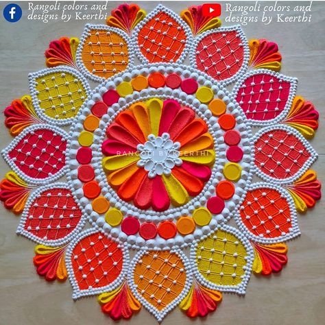 rangoli colors and designs on Instagram: “Diwali 2020 colorful rangoli design. Plz checkout my channel for more videos. Link in description. #rangolidesigns #diwali2020…” New Rangoli Designs Creativity, Rangoli Designs With Colors, Easy Rangoli Designs Videos, Rangoli Designs Photos, Rangoli Designs Simple Diwali, Easy Rangoli Designs Diwali, Reception Dresses, Rangoli Side Designs, Colorful Rangoli