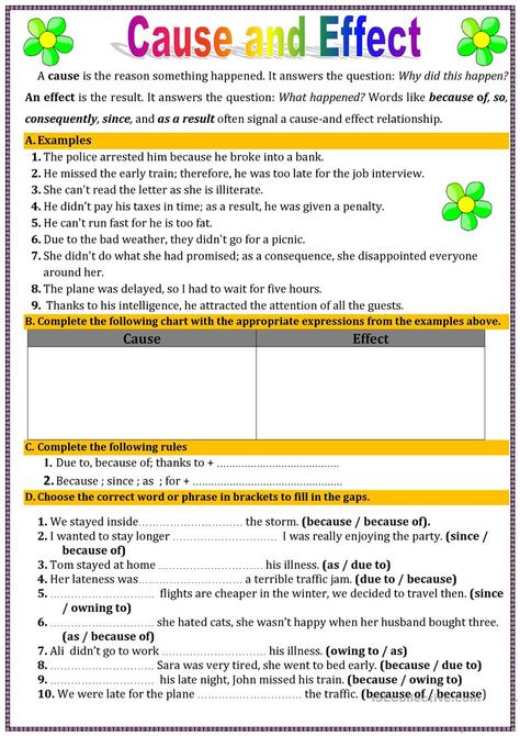 Cause And Effect Worksheet, Conjunctions Activities, Opinion Writing Kindergarten, Grammar Anchor Charts, Cause And Effect Worksheets, Cause And Effect Activities, Conjunctions Worksheet, Language Journal, Kids Worksheet