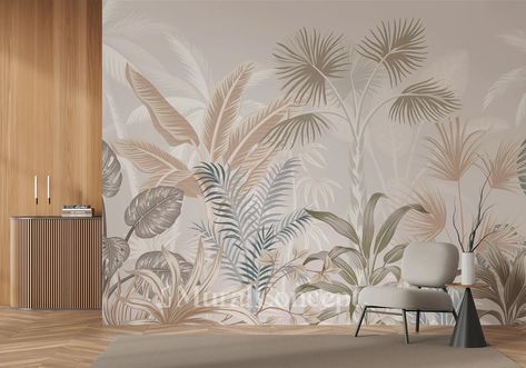 Mural Jungle, Mural Tropical, Living Room Murals, World Map Art, Teenager's Room, Wall Drawing, Create Your Own Wallpaper, Typography Wall Art, Tropical Design